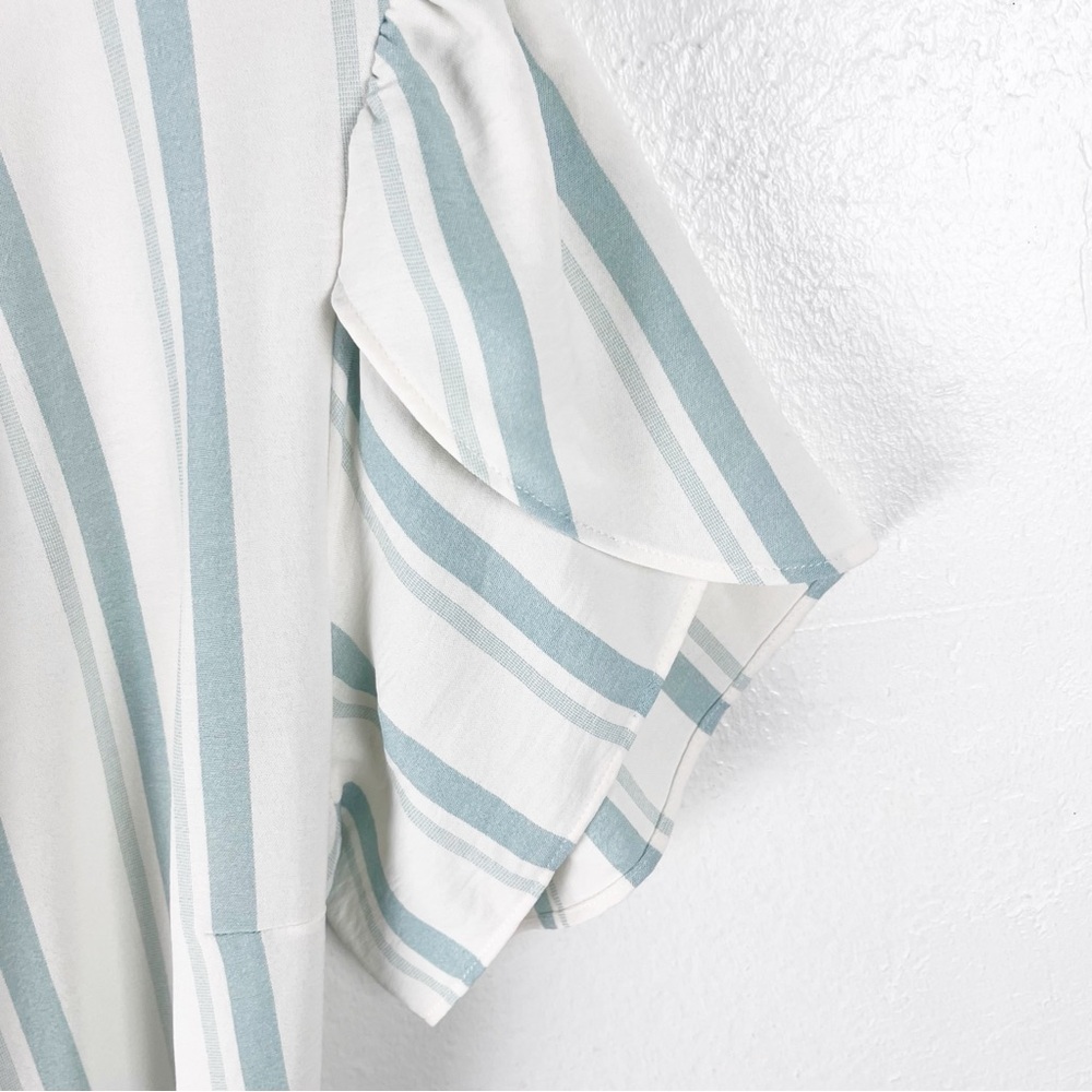 CABI Boardwalk True Wrap Flutter Sleeves Striped Casual Dress #6591 Size Medium - Picture 6 of 11